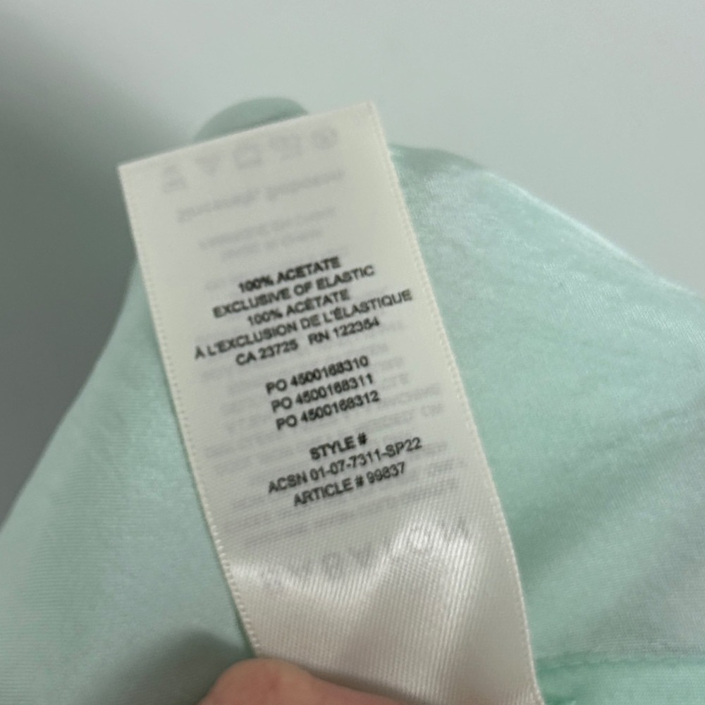 Aritzia‎ Babaton Slip Satin Skirt Mint Green Size 8 Elastic Waist Bias Cut Midi - Picture 5 of 11